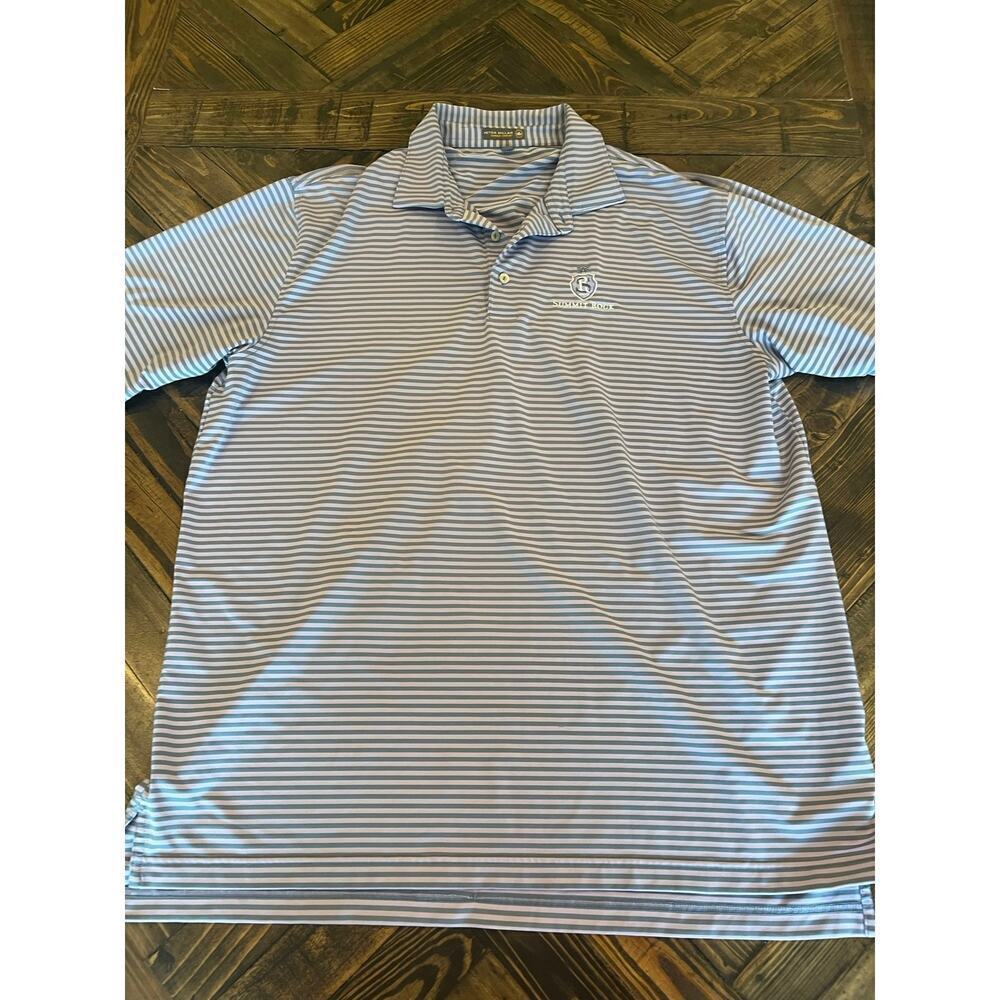 Peter Millar Summer Comfort Striped Golf Performance Polo Men XL Preppy Money